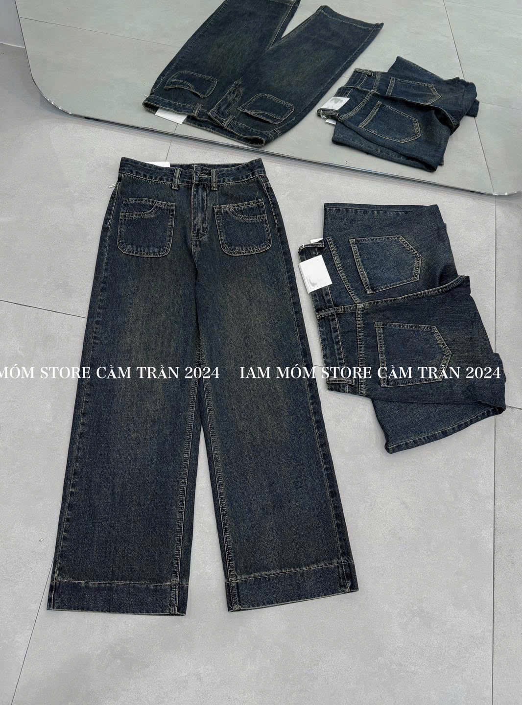 QUẦN JEANS SUÔNG XANH 2 TÚI TRƯỚC