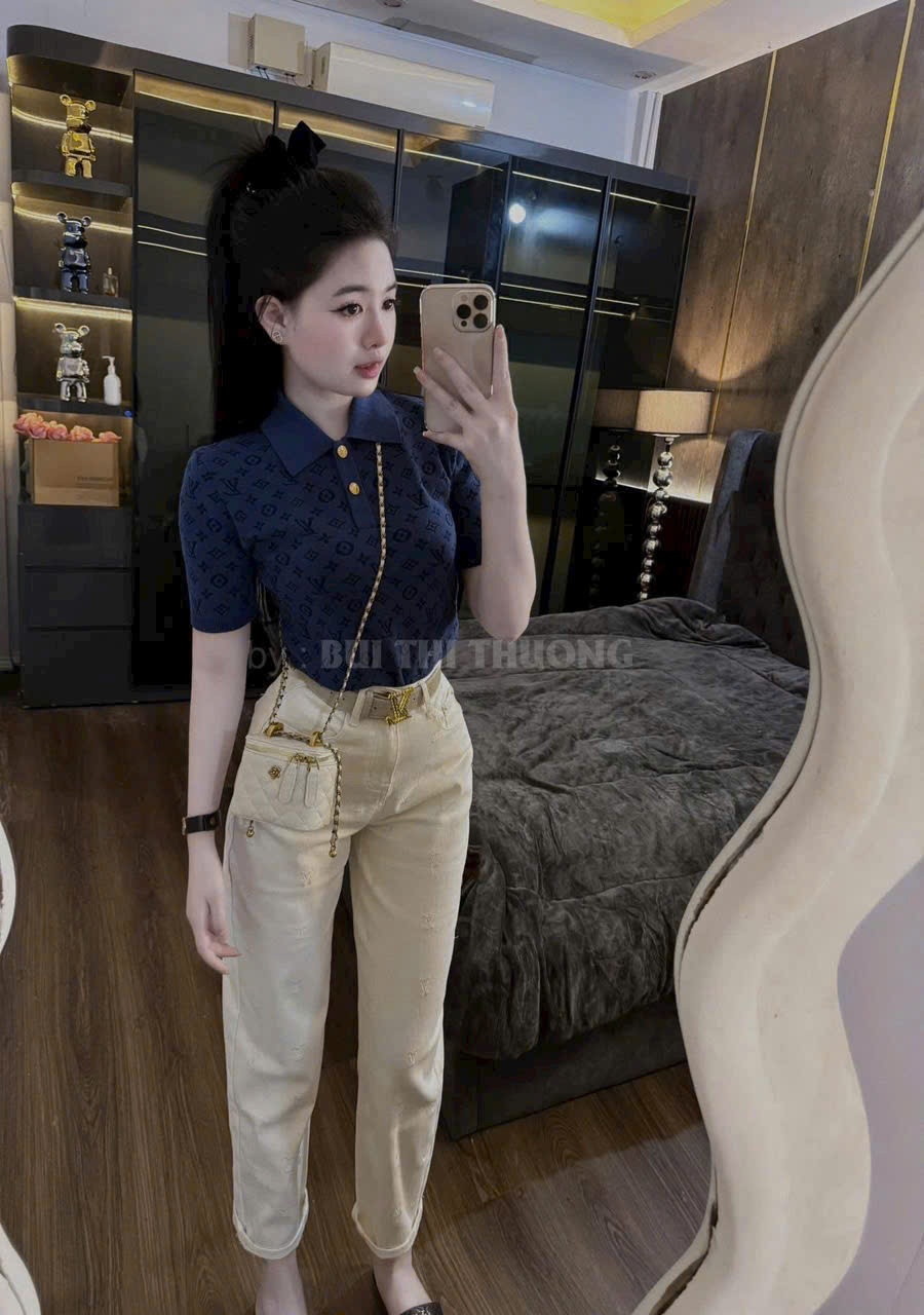 Quần Baggy Jeans Be Thêu LV