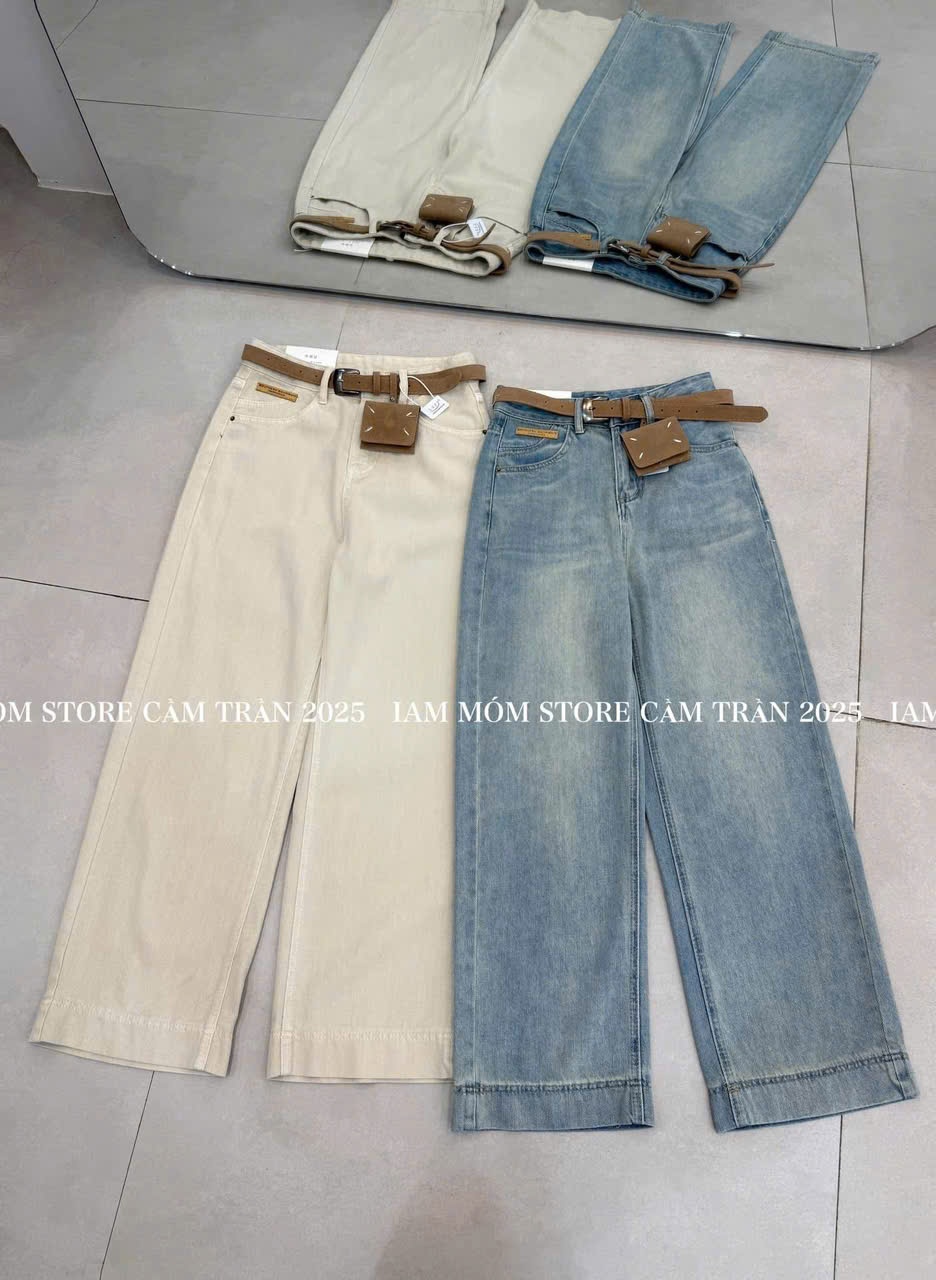 Quần Jeans Suông Gấu To 2 Màu