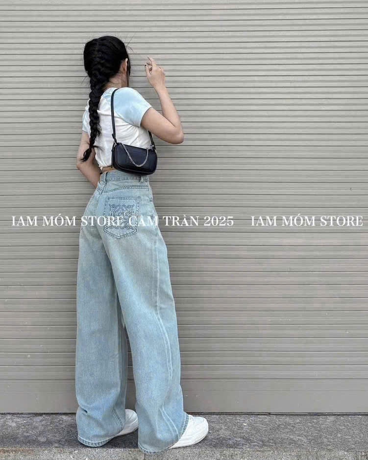 Quần Jeans Suông Thêu LW 2 Màu