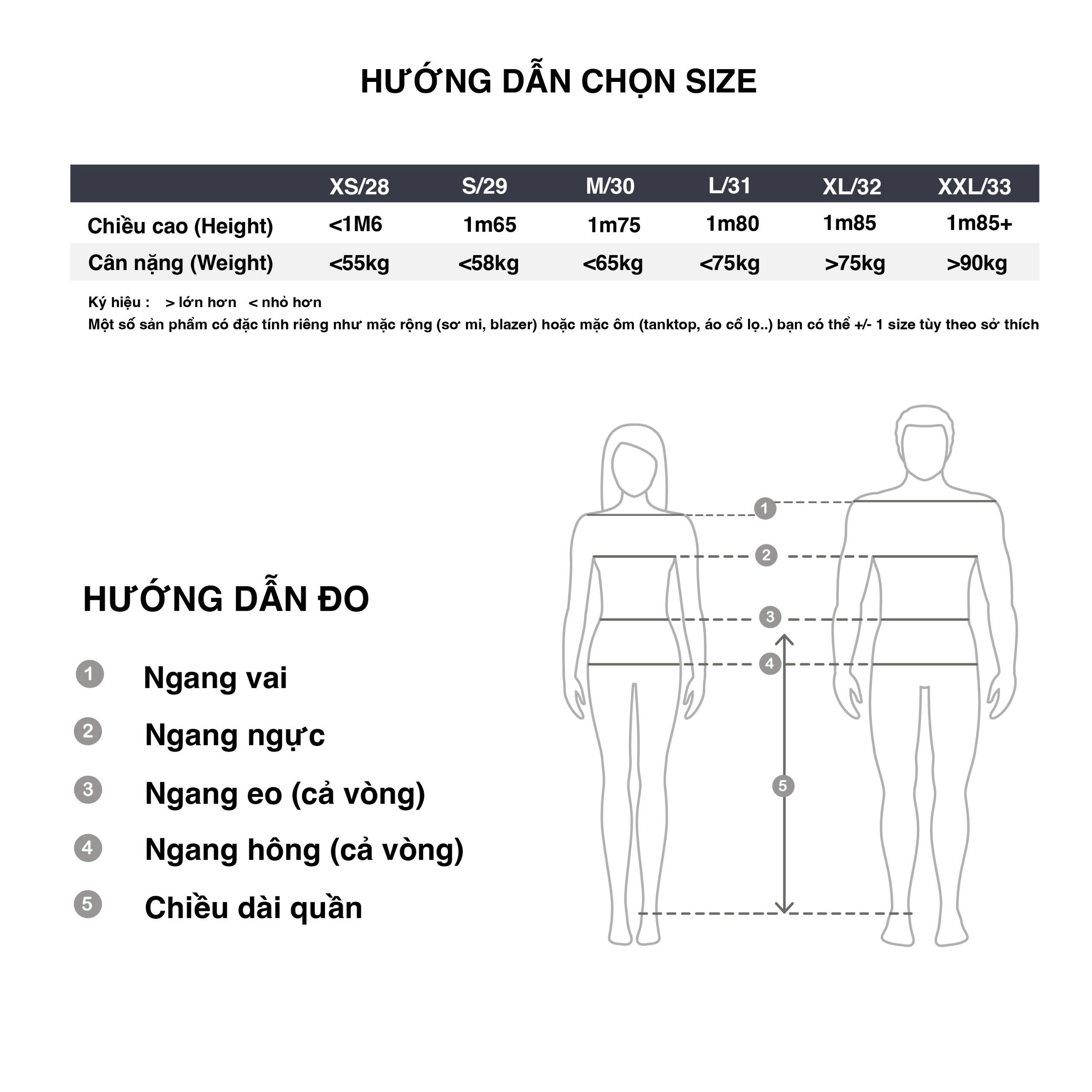 HƯỚNG DẪN CHỌN SIZE