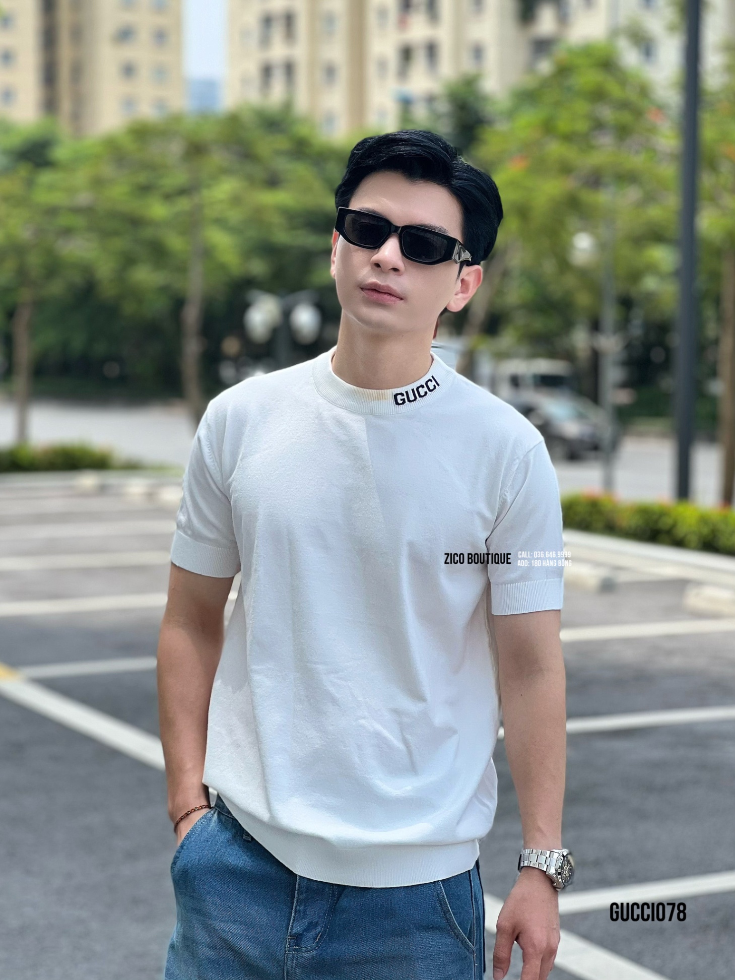 GUCCI - TRẮNG CHỮ GUCCI ĐEN - GUCCI078-T