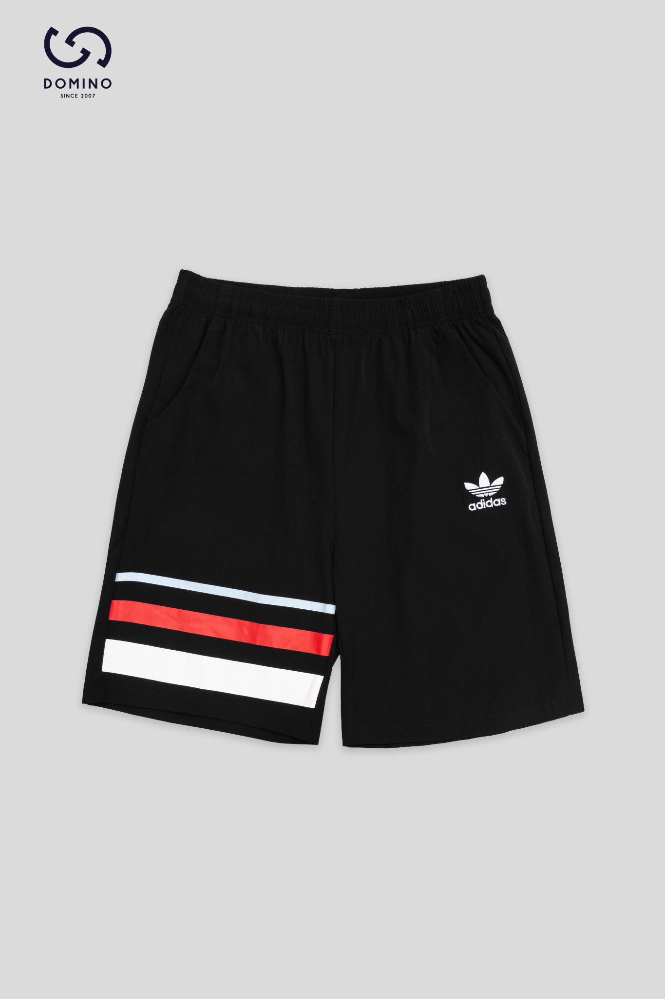 ADIDAS RETRO STRIPE PRINT LOGO ELASTIC WAIST CLASSIC SPORTS SHORTS - JM7273