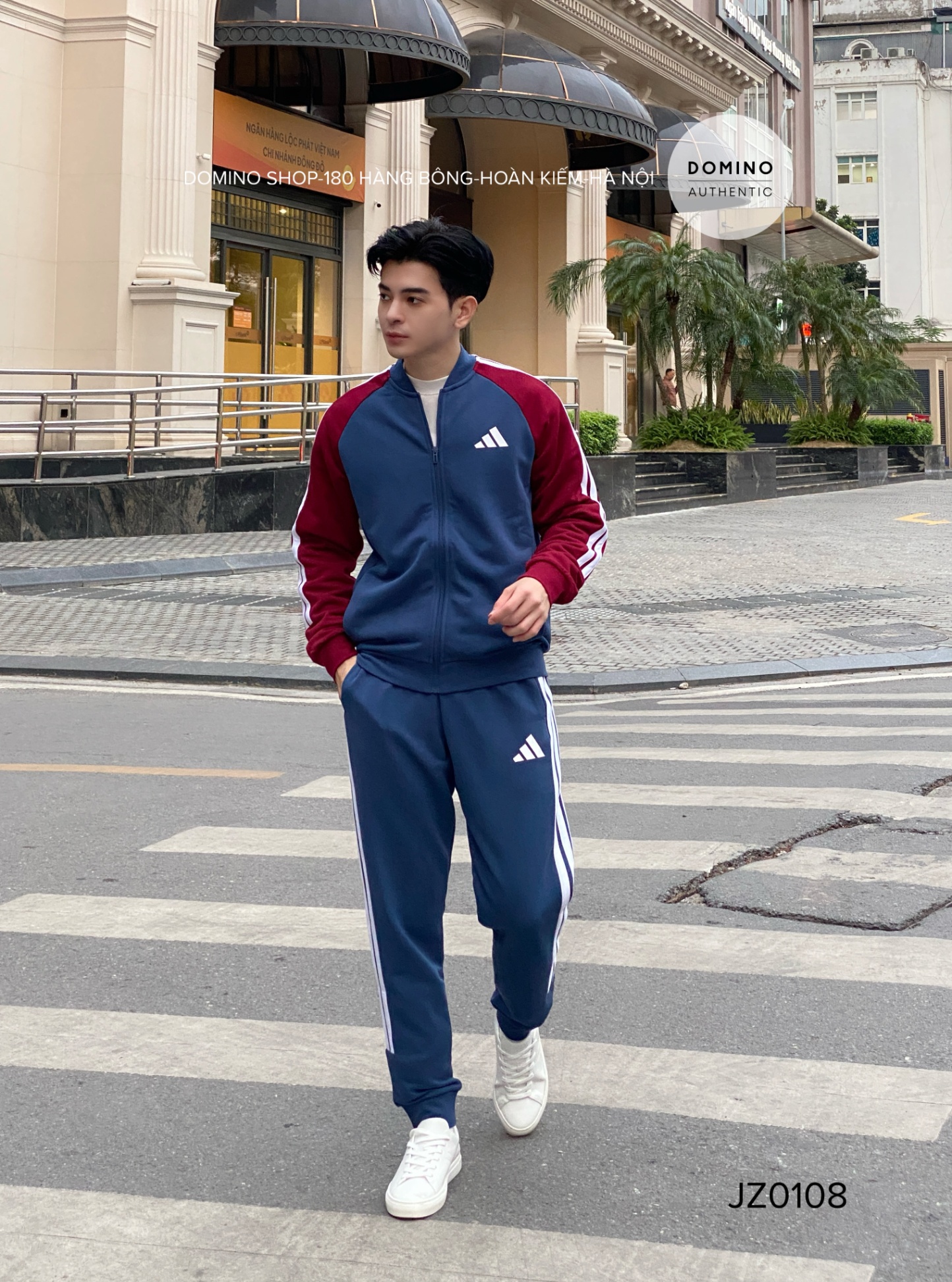 red and navy blue adidas