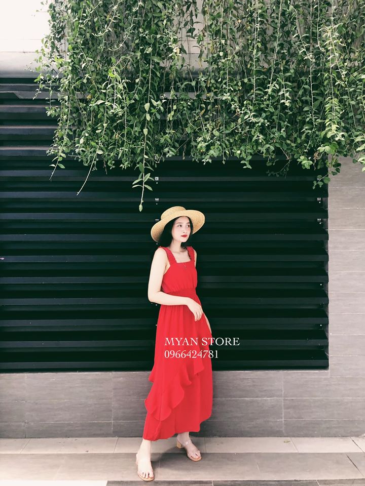 Váy Maxi 2 Dây Hoa Hồng Xanh – DT ROSE