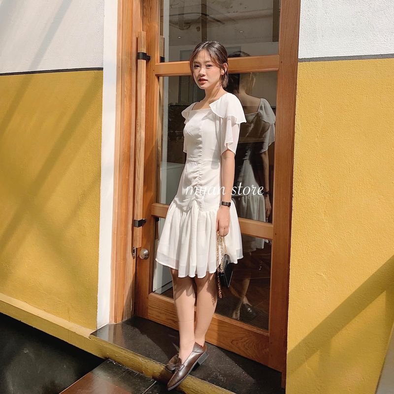 Váy Trắng Trễ VaI Dài - Nàng Tiểu Thư Sang Chảnh - Ngọc Bích Fashion