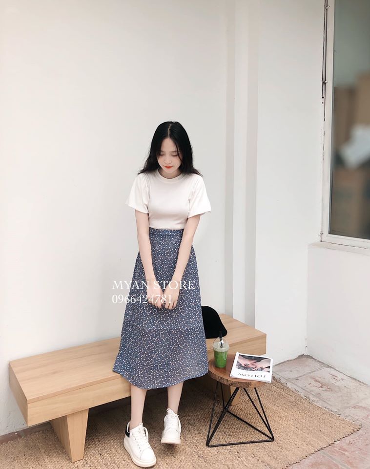 Chân váy hoa nhí Vintage chất vải voan 2 lớp dáng dài eo chun phong cách  Hàn Quốc | Shopee Việt Nam