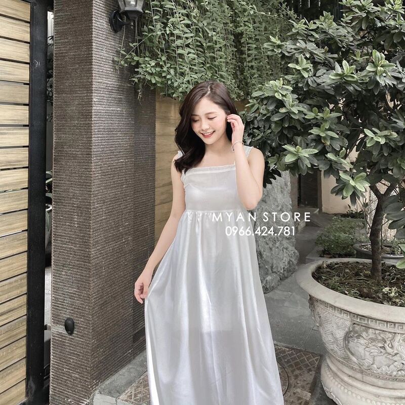 Đầm lụa 2 dây cổ đổ Luala có tăng đơ điều chỉnh, dáng dài qua gối, váy chất  liệu satin mềm mịn xẻ tà phong cách Hàn Quốc | Shopee Việt Nam