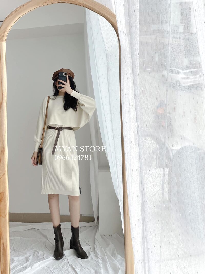 Váy Len Dài Quá Đầu Gối Cổ Điển Kiểu Pháp Váy Liền Dệt Kim Đuôi Cá Ôm Dáng  Phong Cách Nữ Cao Cấp - MixASale