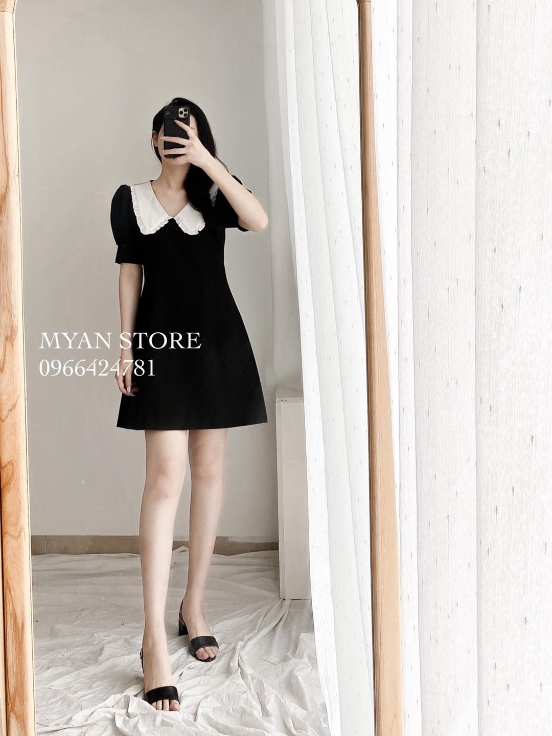 Váy dài – đầm trắng đen – cổ vuông tay bồng - Đầm, váy nữ | ThờiTrangNữ.vn