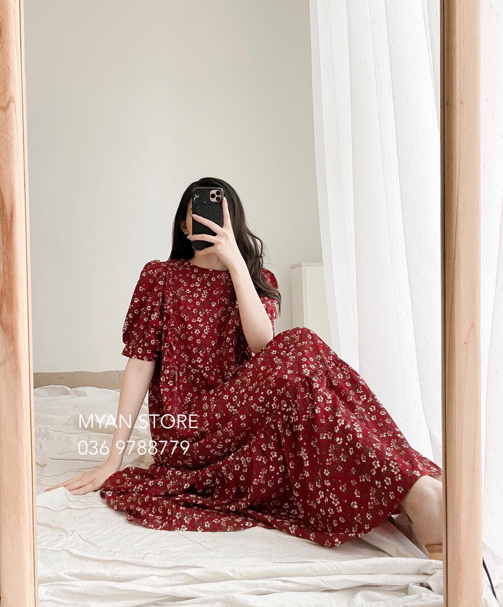 Đầm Sophia - Đầm suông xòe nhẹ cổ thuyền nhún bèo màu cam hồng cá hồi –  Helen Boutique