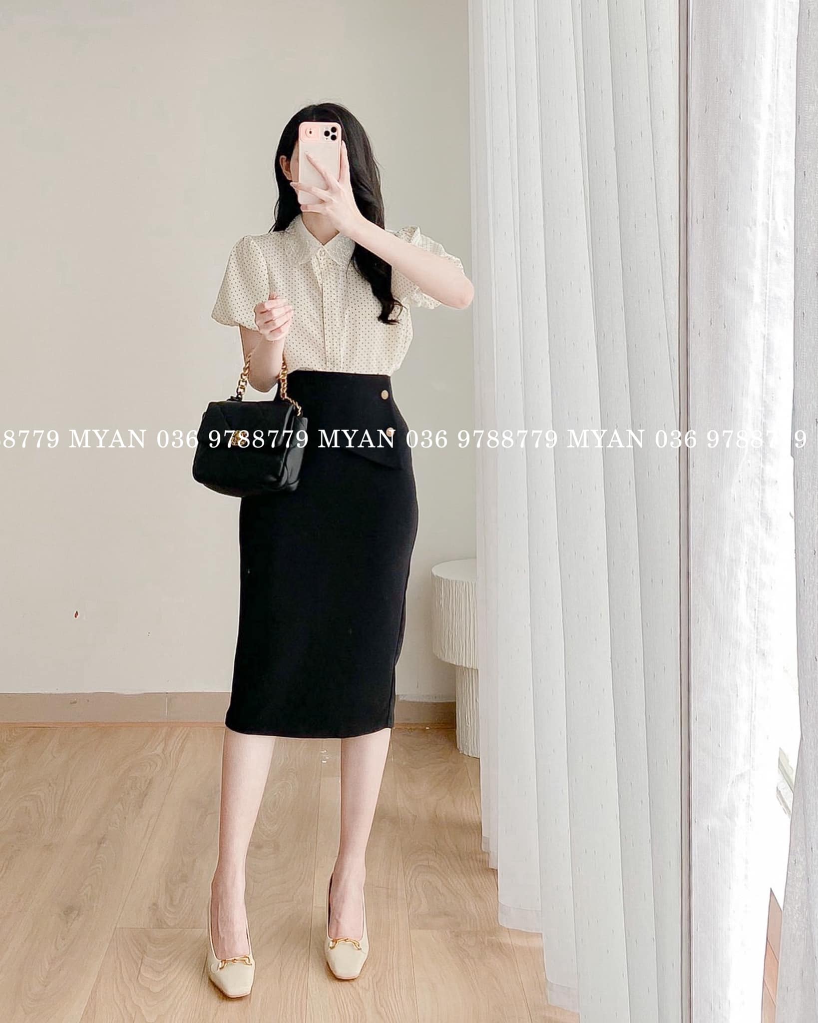 Chân váy dài chất liệu lụa mỏng họa tiết chấm bi dáng xòe BJD12266- PANTIO  | Shopee Việt Nam