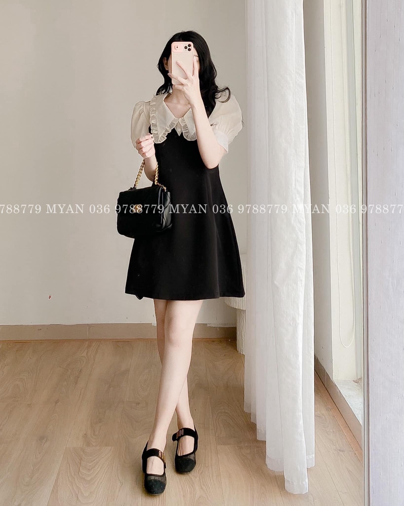 Váy cổ vuông bèo nơ ngực tay ngắn dáng xòe cực xinh kiểu Pháp cho nữ |  Shopee Việt Nam