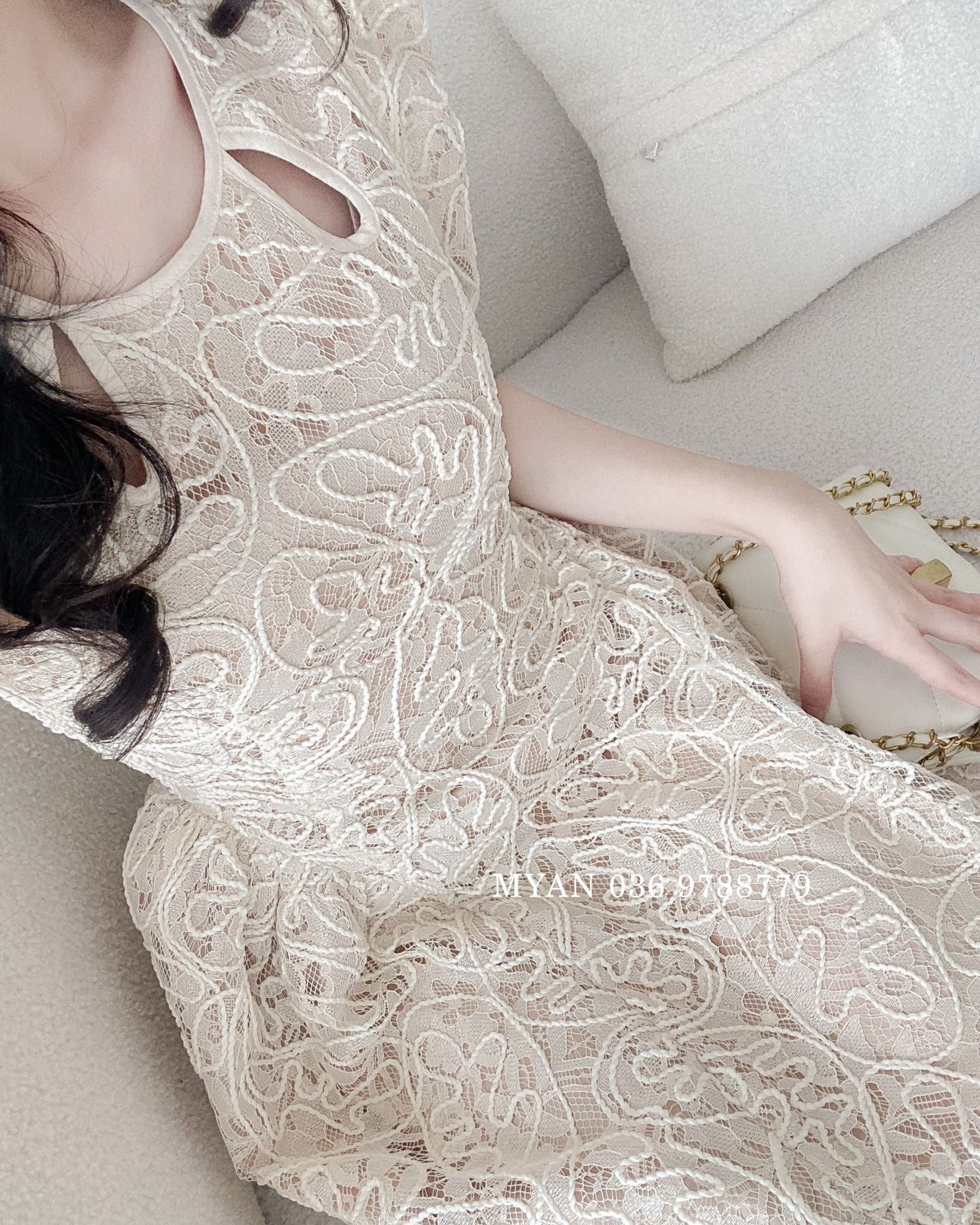 Váy ngủ lụa phối ren cao cấp VN083 - Hana Lady