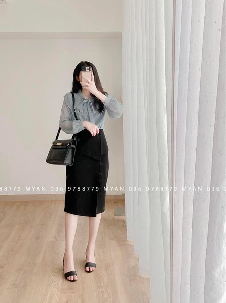 Chân váy bút chì dài xẻ trước nhún sườn thời trang | Shopee Việt Nam