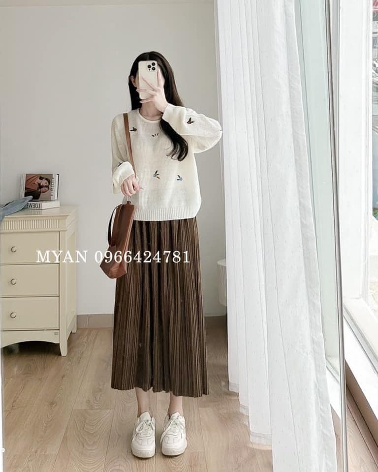 Chân váy dài ,váy nhung tăm dáng chữ A lưng cao tặng kèm đai phong cách Hàn  Quốc | Shopee Việt Nam