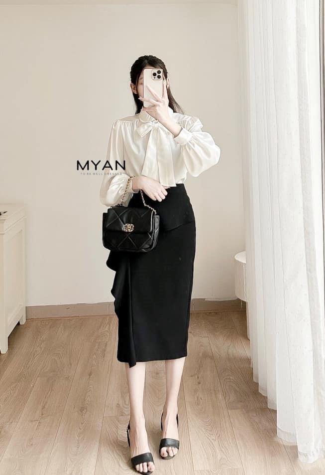 Váy ôm đen bèo lệch MS2894 Công ty CP thời trang Tùng Linh