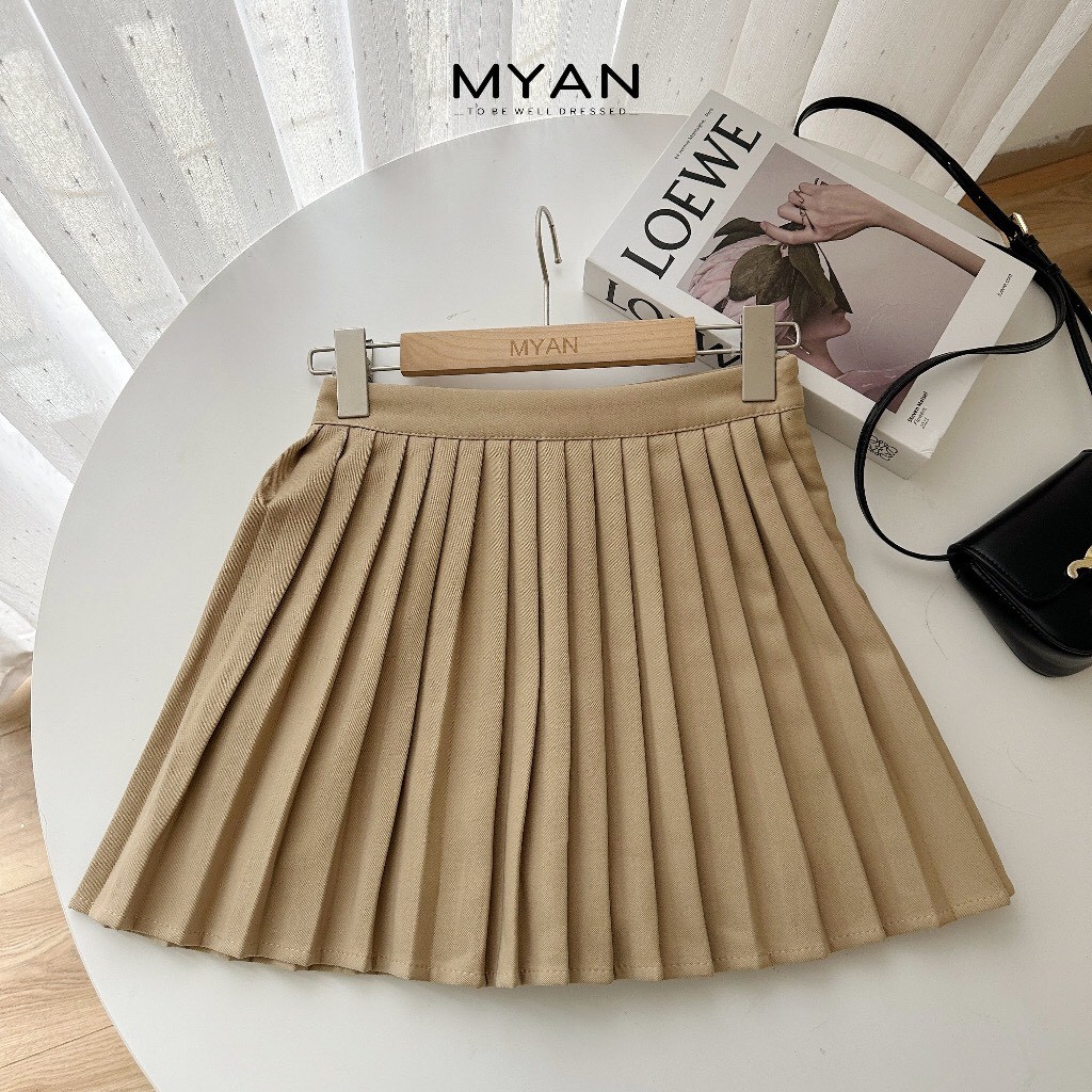 Set áo cổ bẻ màu kem phối chân váy dập ly - Kho Hàng Sỉ ANN