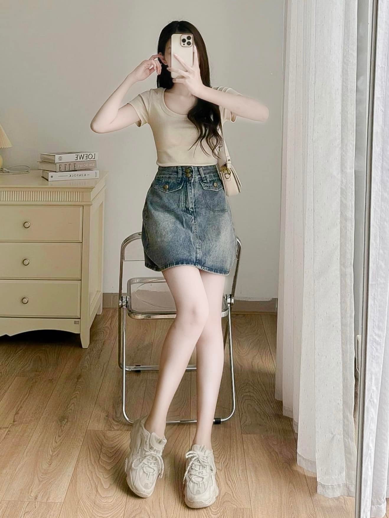 Chân váy jean dài KABICO cạp điều chỉnh độ rộng bụng phong cách, váy jean  dáng dài cạp cao thanh lịch A14 | Shopee Việt Nam