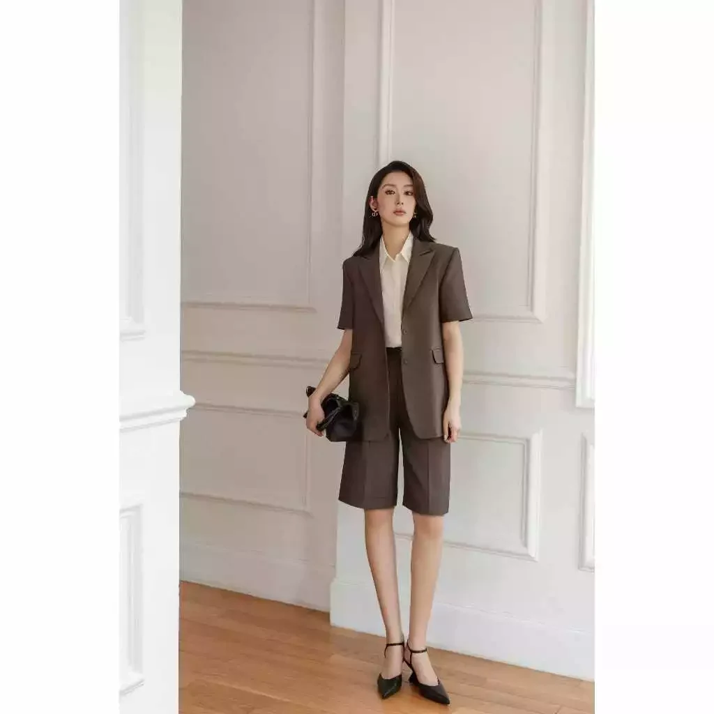 Áo blazer ngắn tay 2 túi cơi