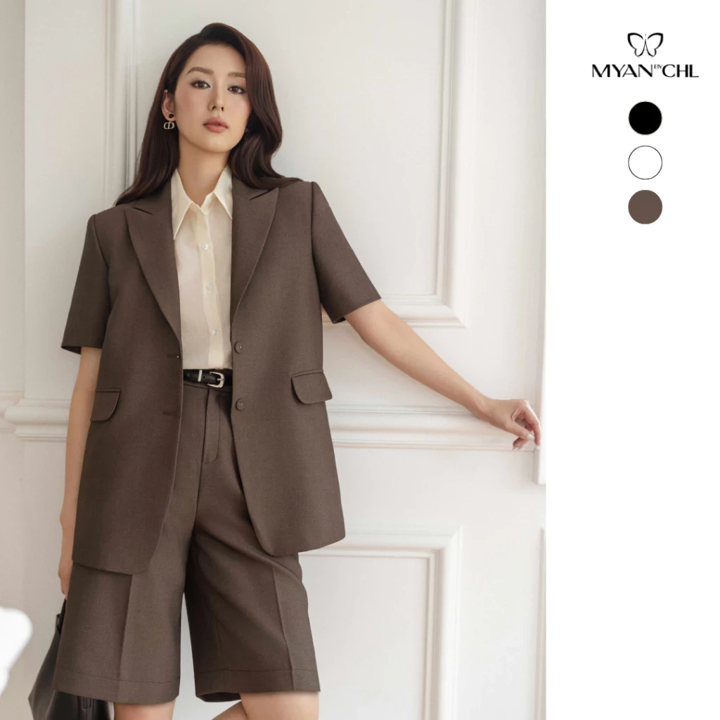 Áo blazer ngắn tay 2 túi cơi