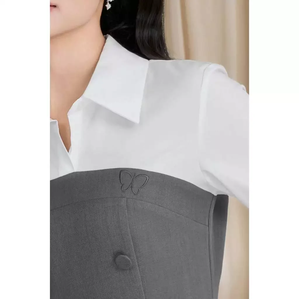 Váy liền phối sơ mi dài tay