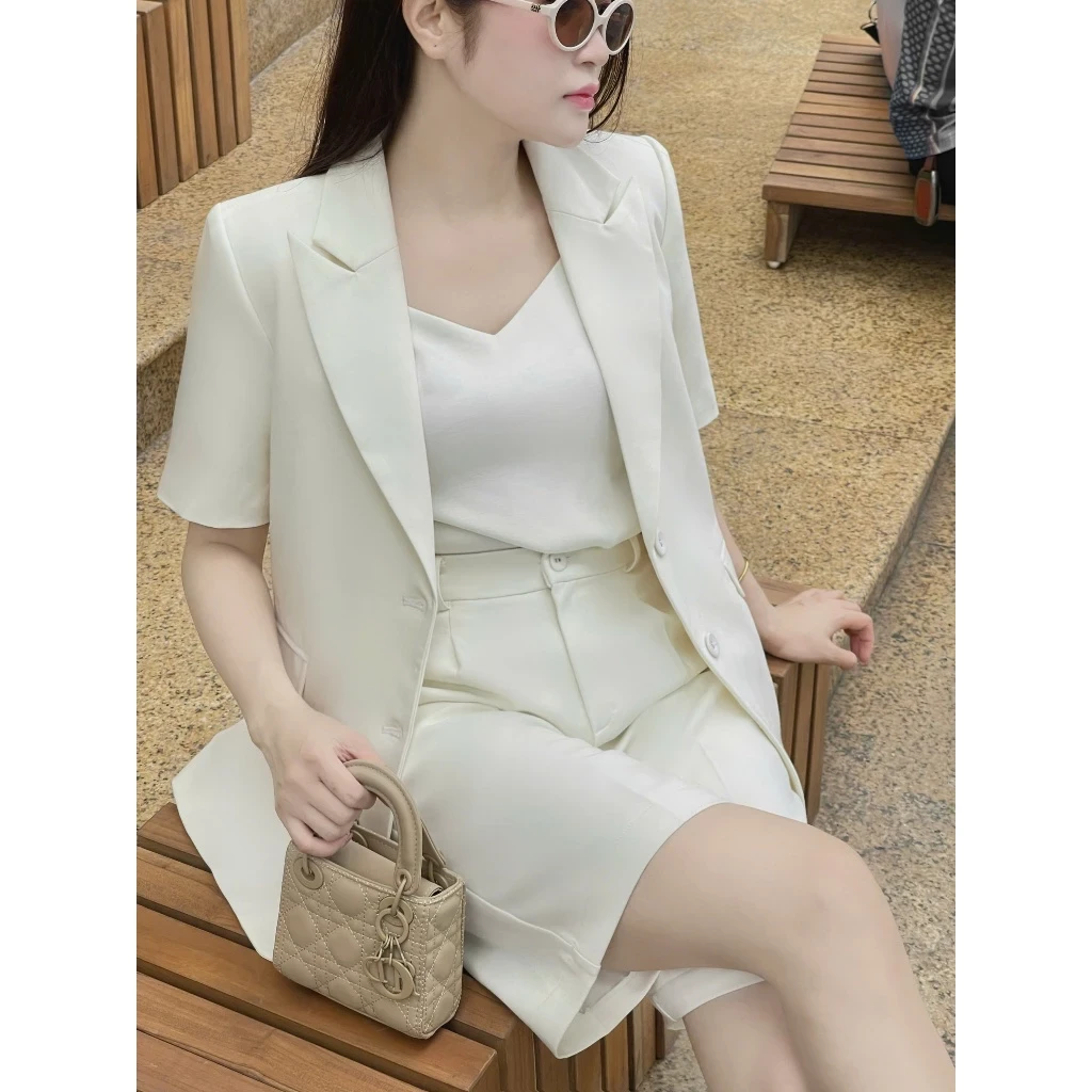 Áo blazer ngắn tay 2 túi cơi