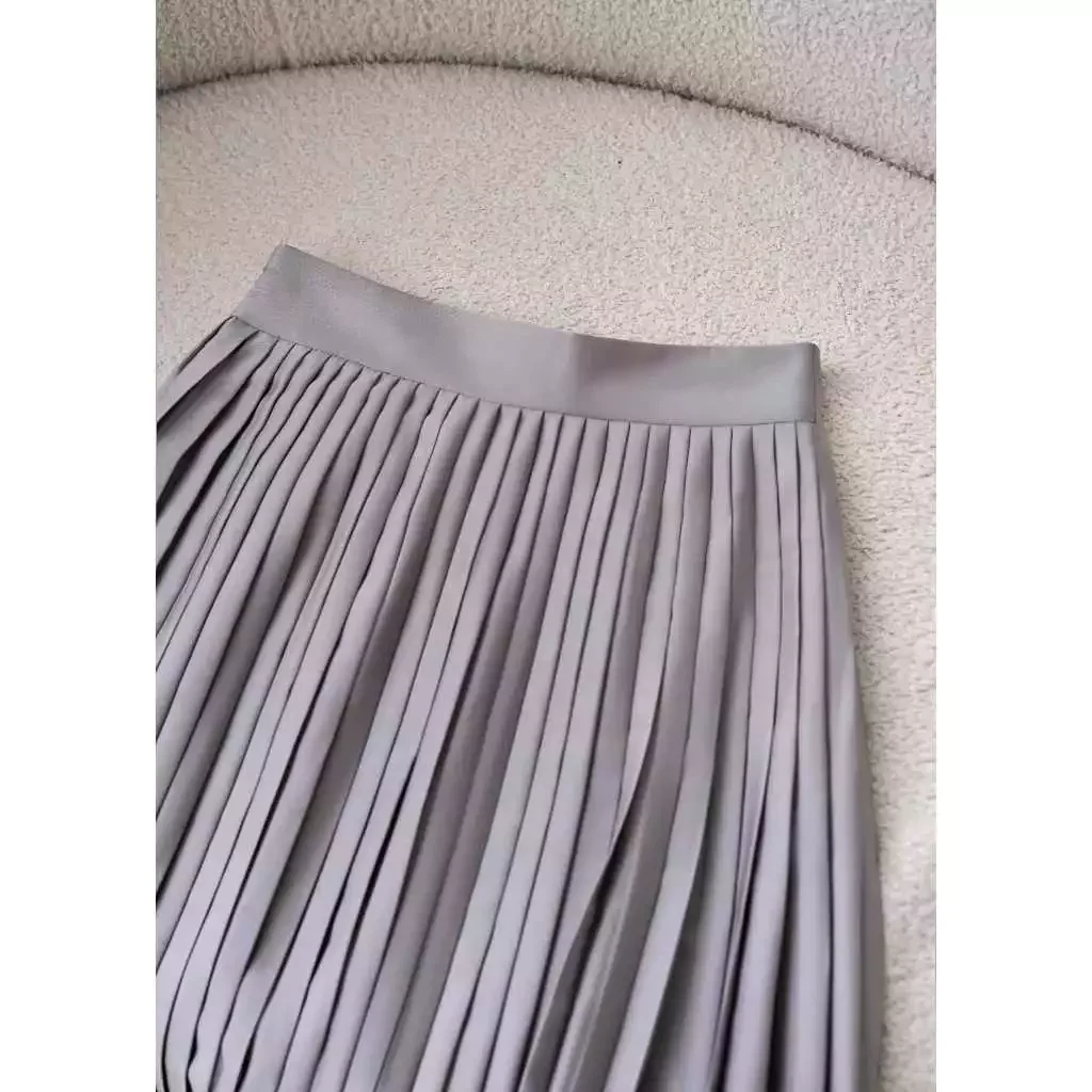 Chân váy lụa dập ly dáng dài