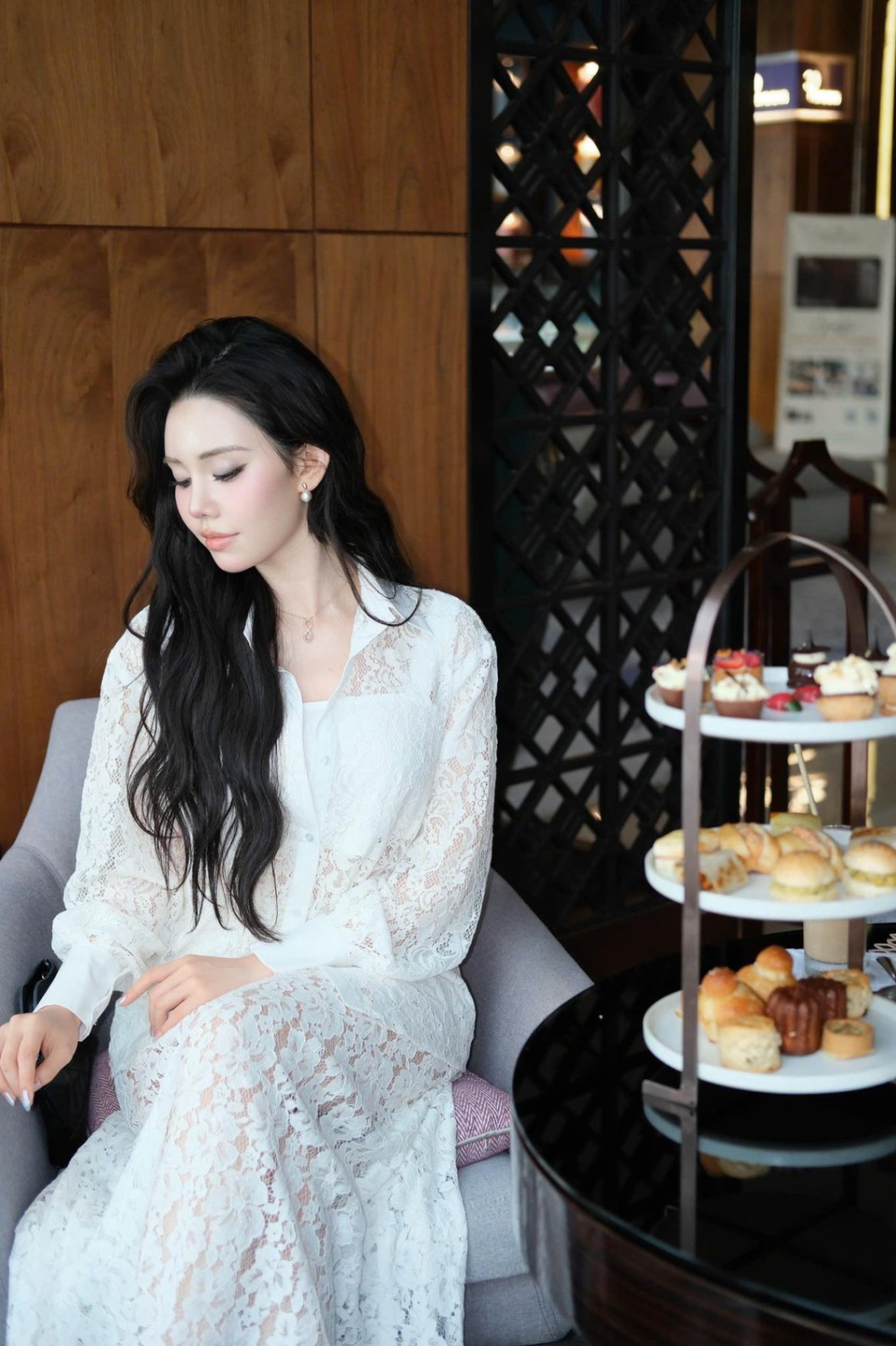 Áo sơ mi ren cổ đức dài tay