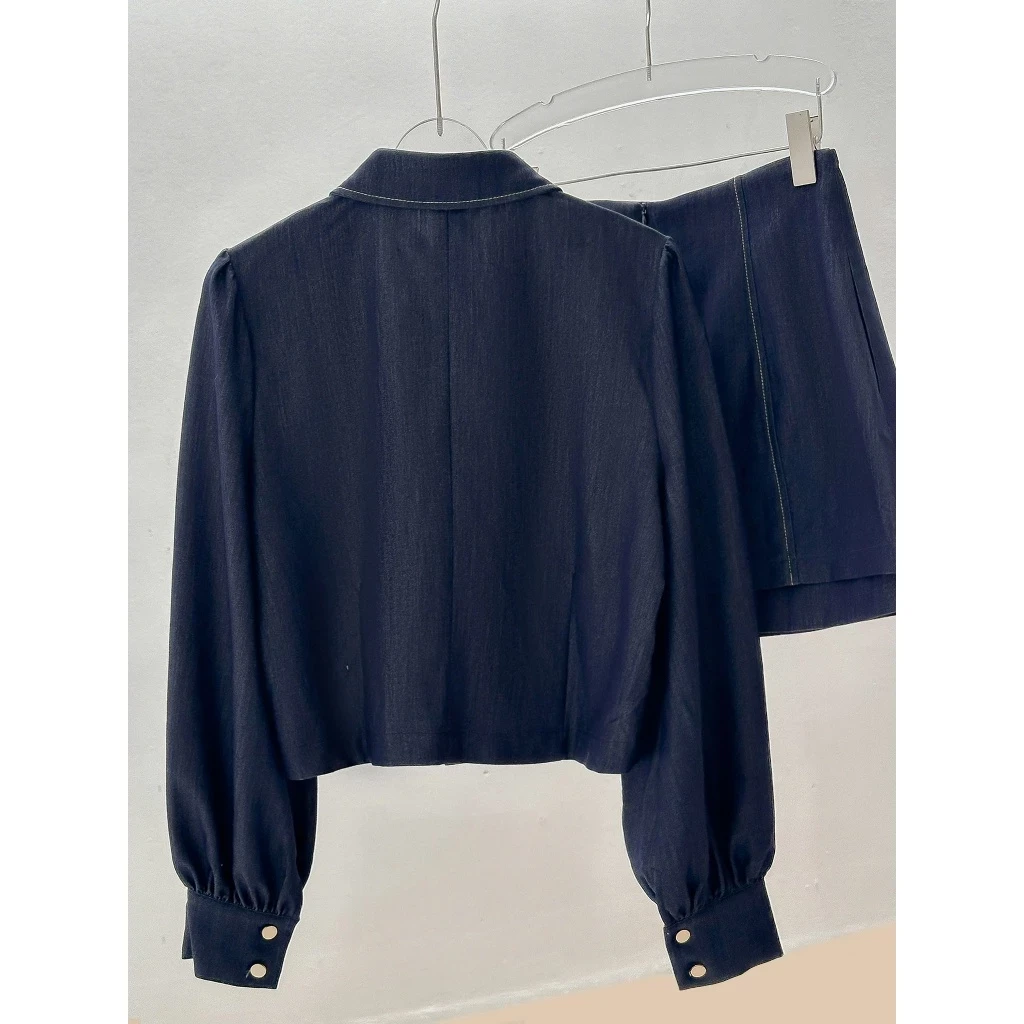 Sơ mi giả jean dáng croptop