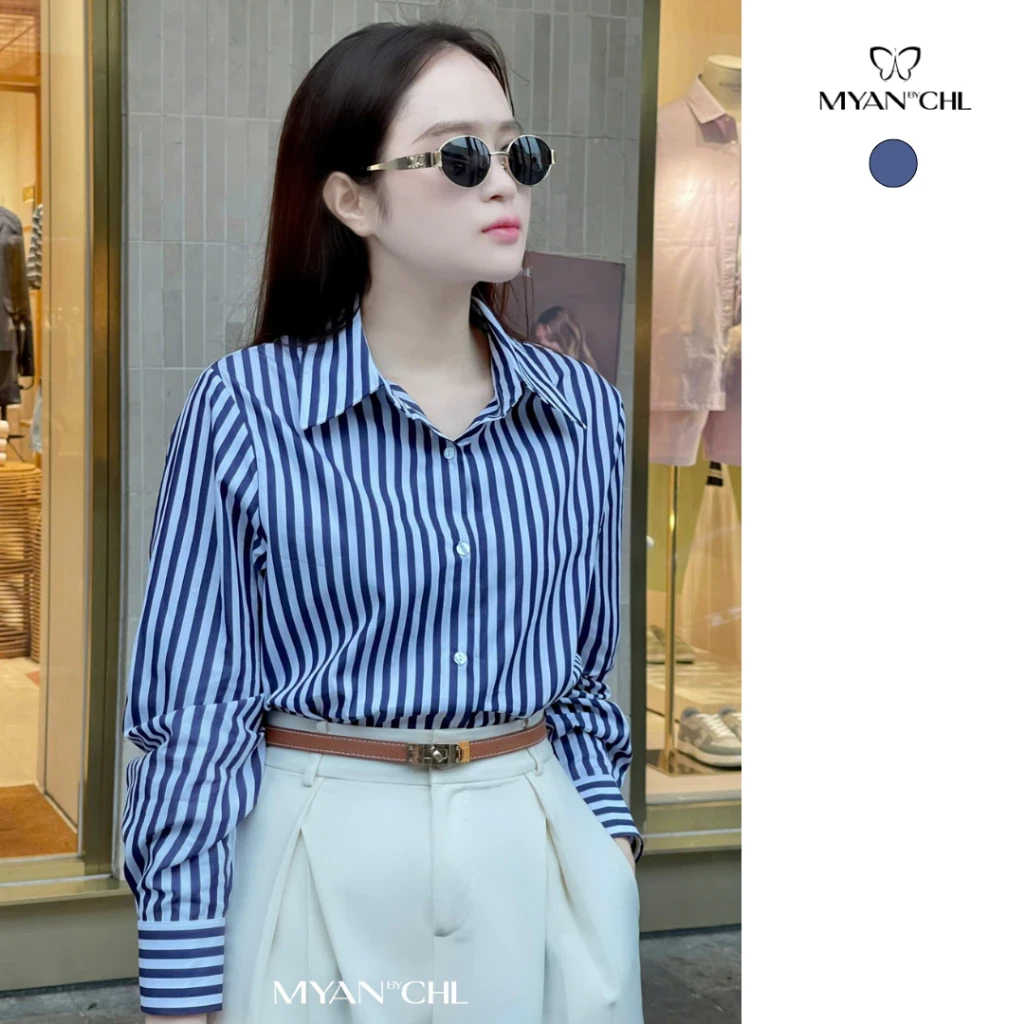Áo sơ mi kẻ cổ đức dài tay