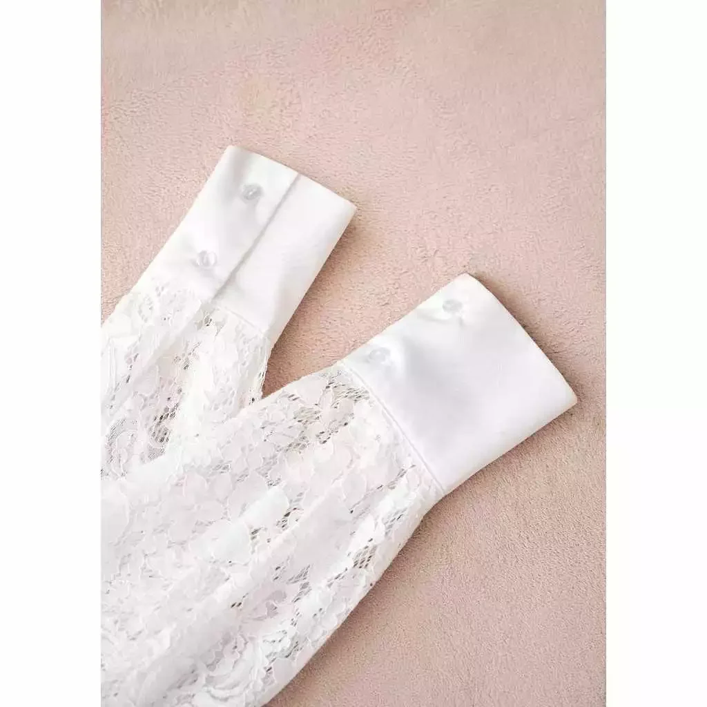 Áo sơ mi ren cổ đức dài tay