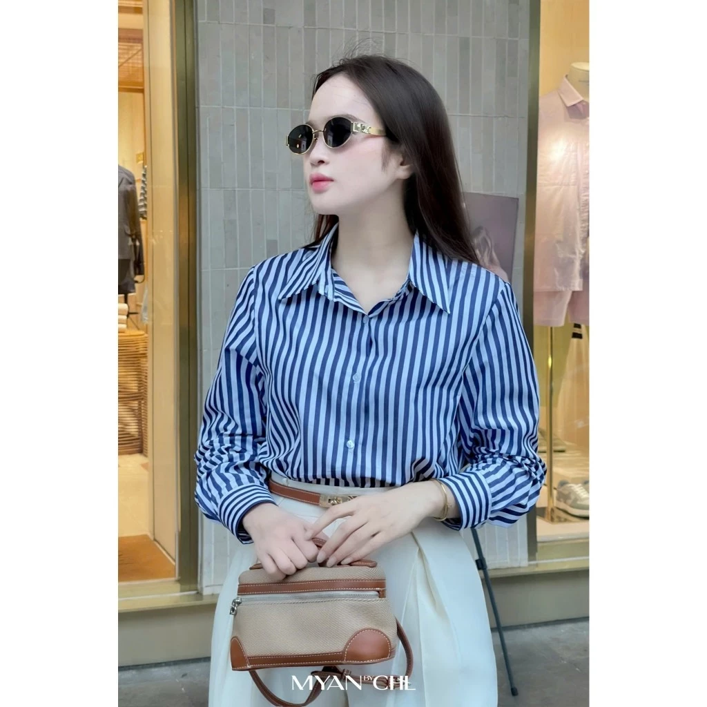 Áo sơ mi kẻ cổ đức dài tay