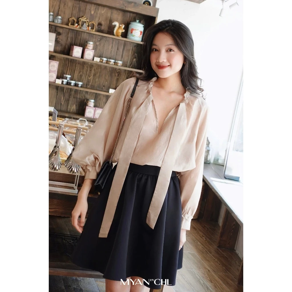 Chân váy tafta lụa nhún xòe