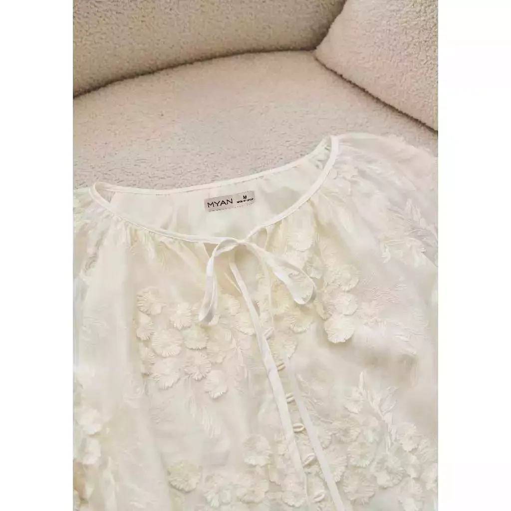 Áo tơ hoa nổi dài tay