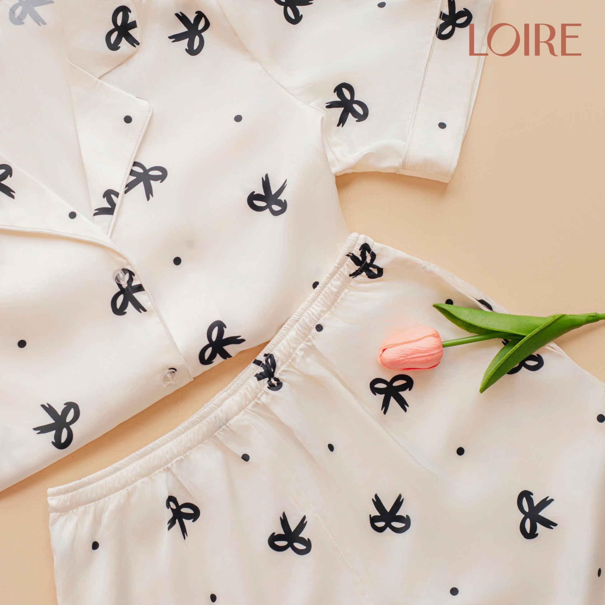 Bộ Đồ Ngủ Pijama Dài Họa Tiết Nơ PCD09