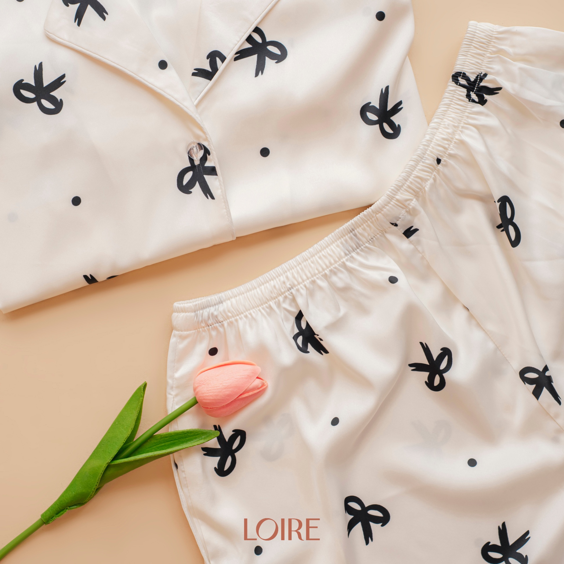 Bộ Đồ Ngủ Pijama Dài Họa Tiết Nơ PCD09