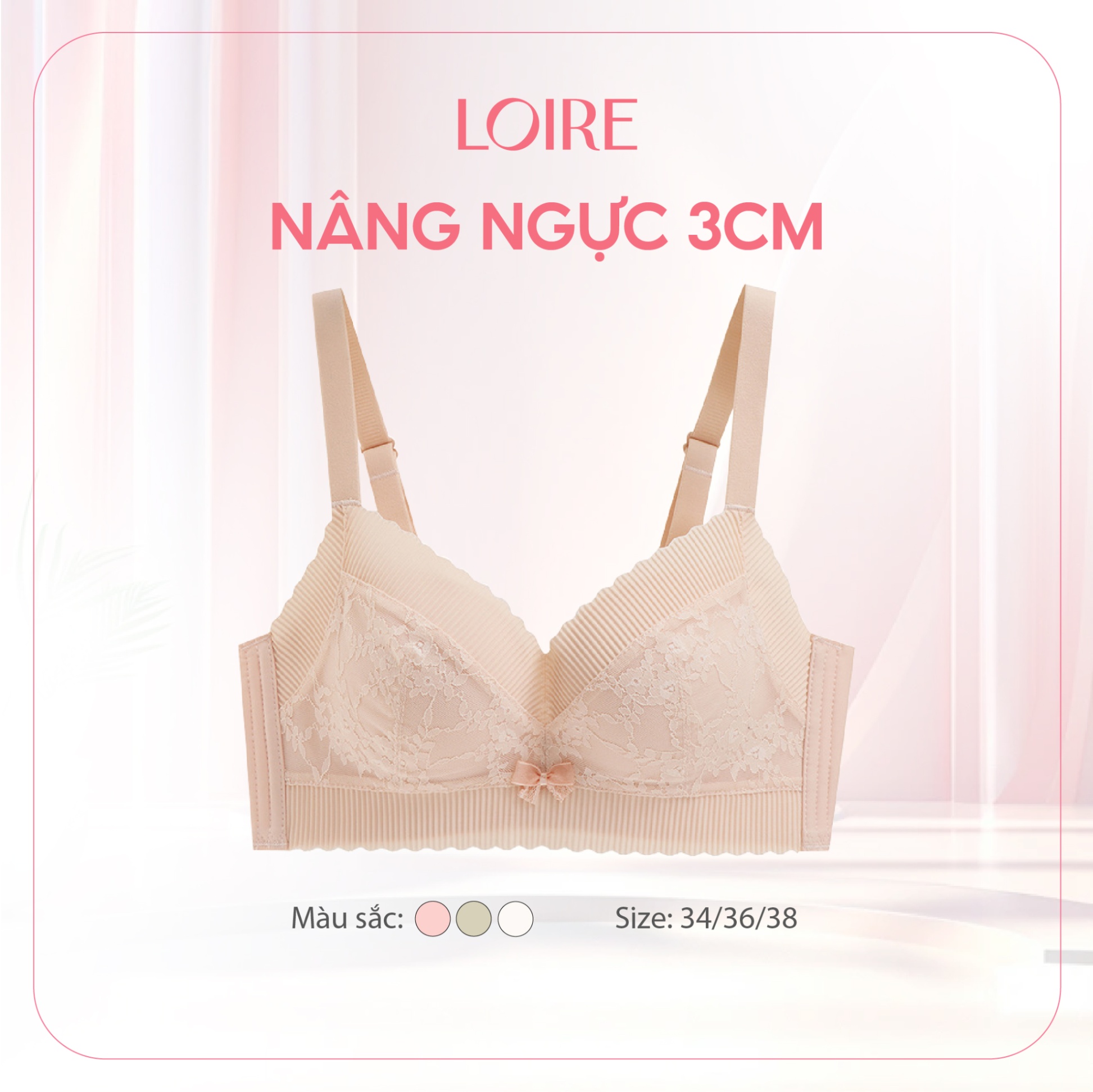 Áo Lót Không Gọng Nâng Ngực 3cm Ren Hoa Mềm Mịn BRPU187