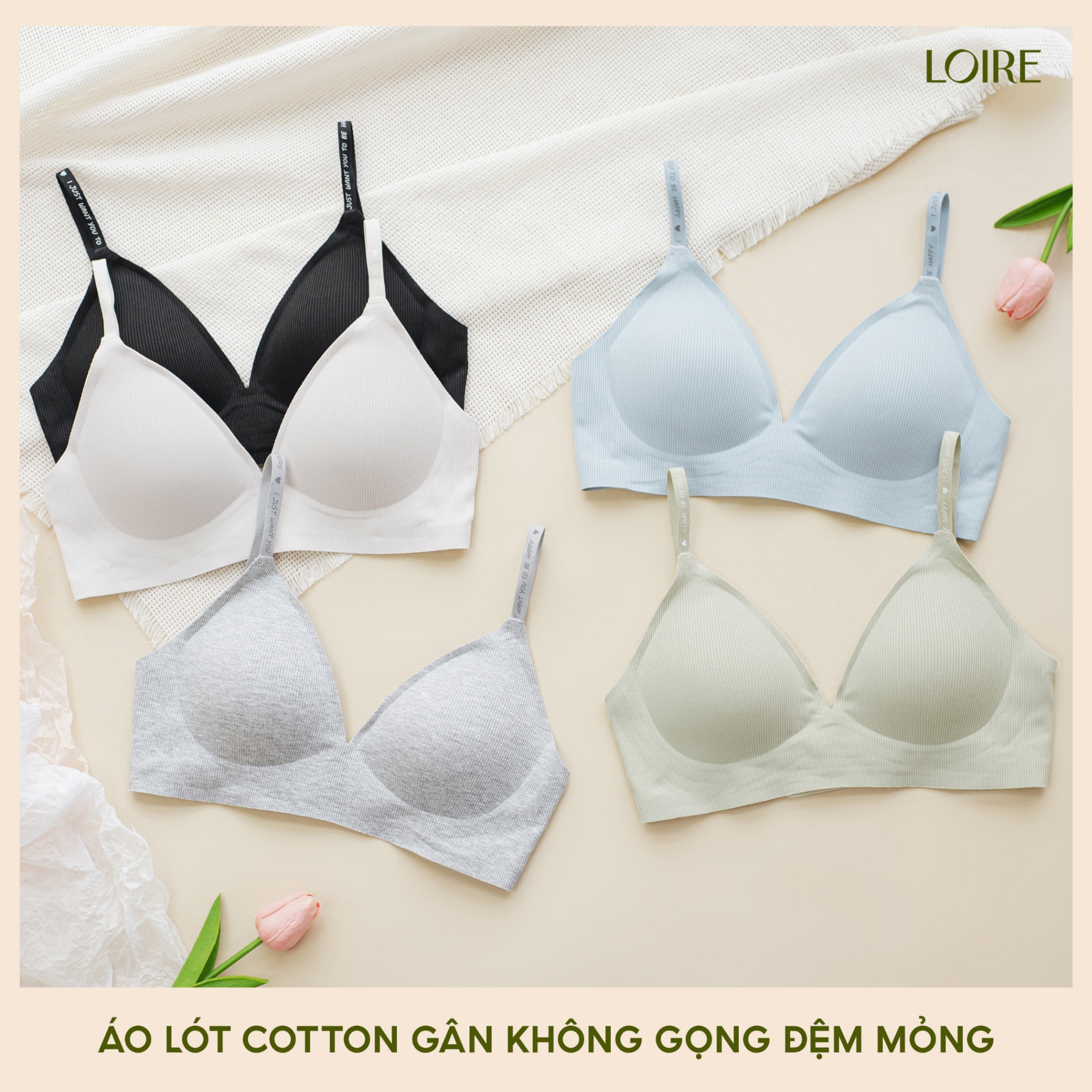 Áo Lót Không Gọng Đệm Mỏng Cotton Gân BRTS172