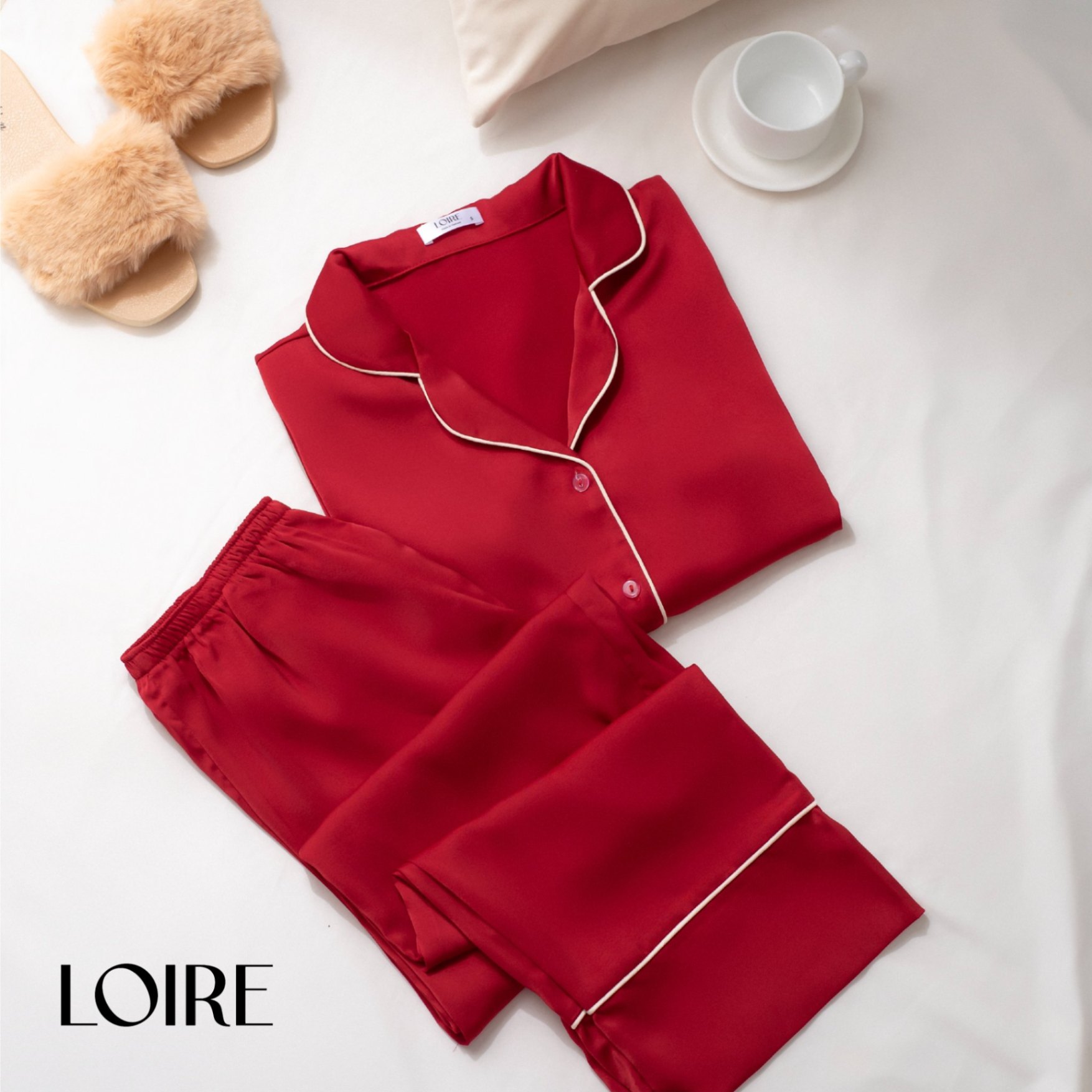 Bộ Pijama Lụa Tay Ngắn Basic FDMN250318