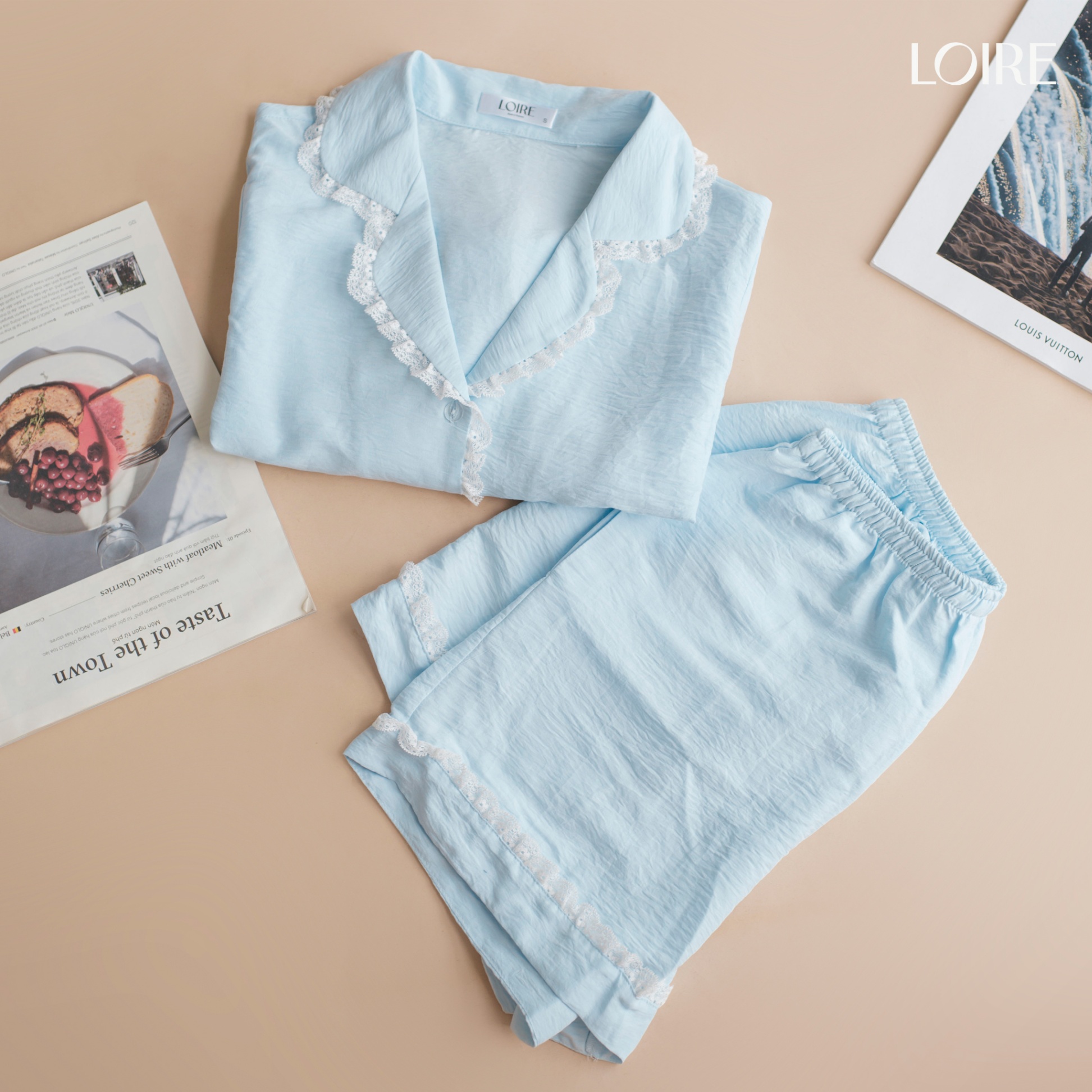 Bộ Pijama Mặc Nhà Chất Liệu Đũi Mát Phối Ren FDMN250316