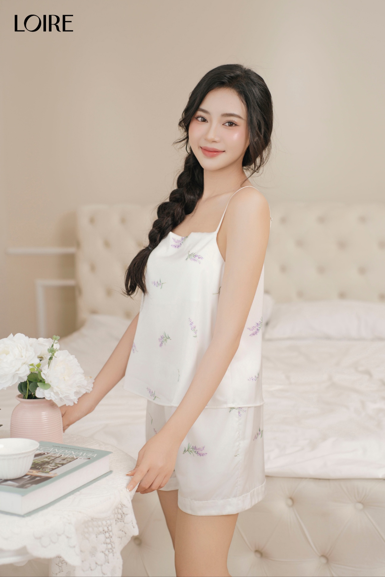 Bộ 2 Dây Lụa Pháp Họa Tiết Hoa FDMN250304