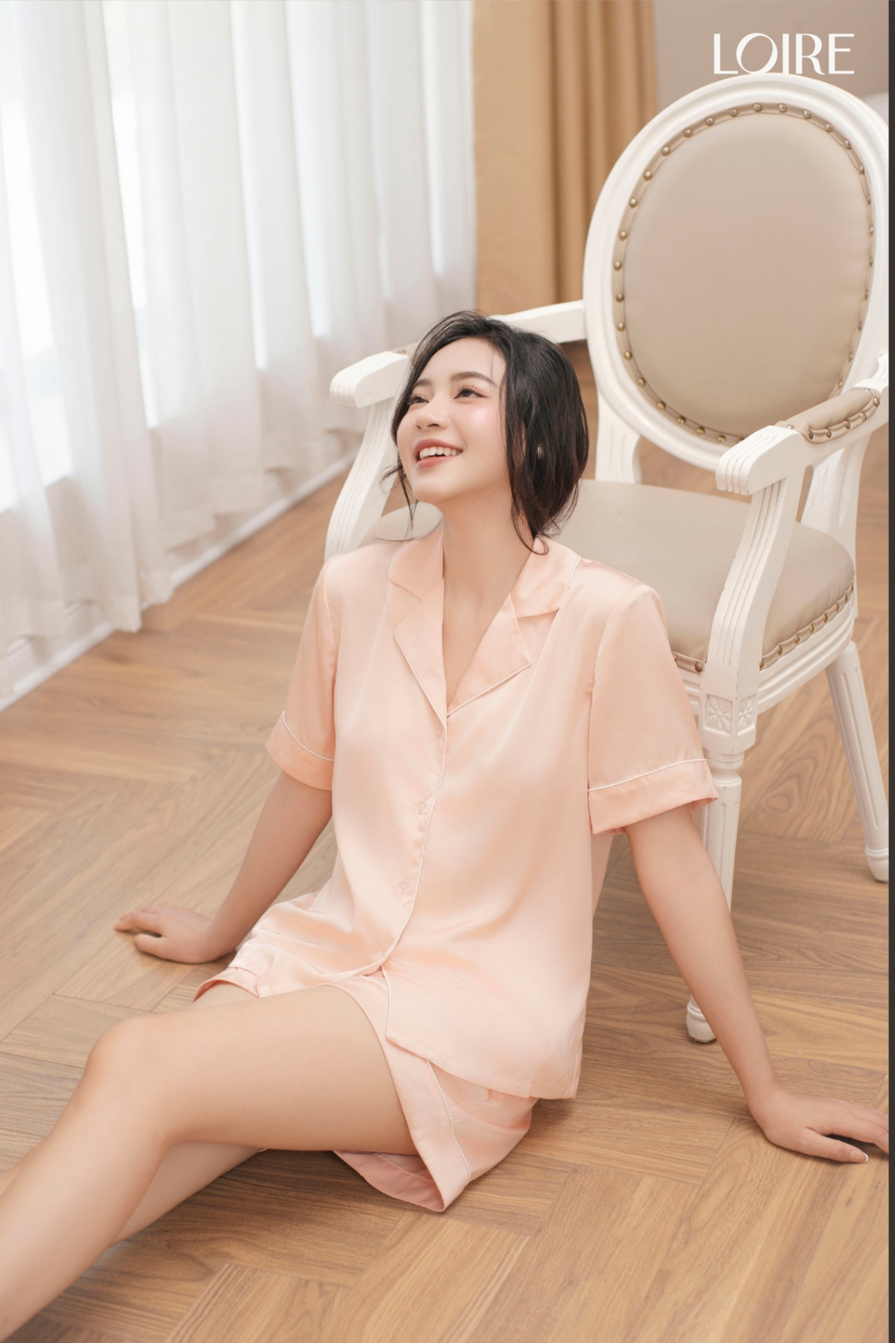 Bộ Pijama Cộc Có Viền Cúc Bọc Tỉ Mỉ Basic PCC01