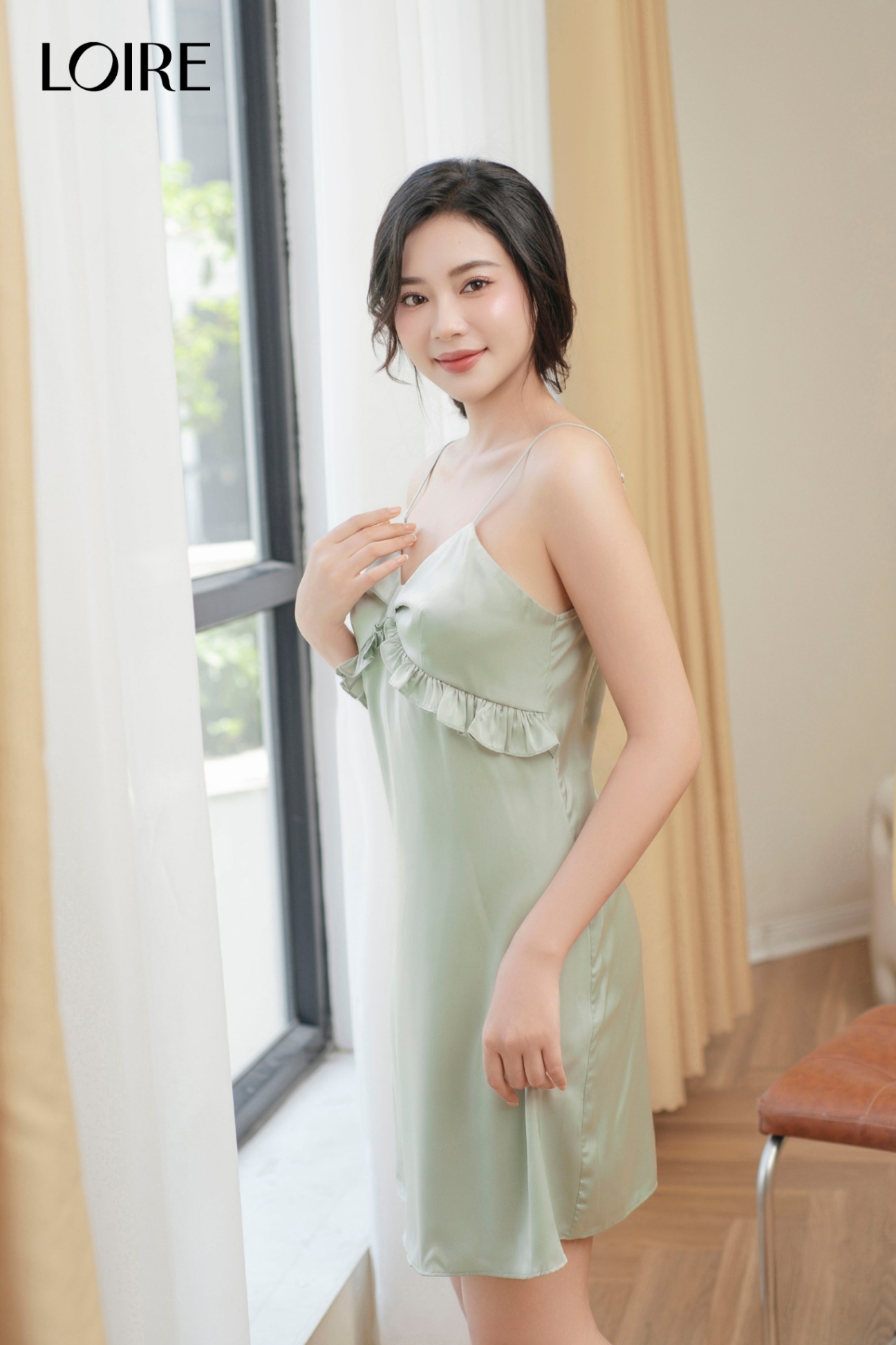 Váy Ngủ Lụa Hồng Phối Nơ Điệu Đà VNS06