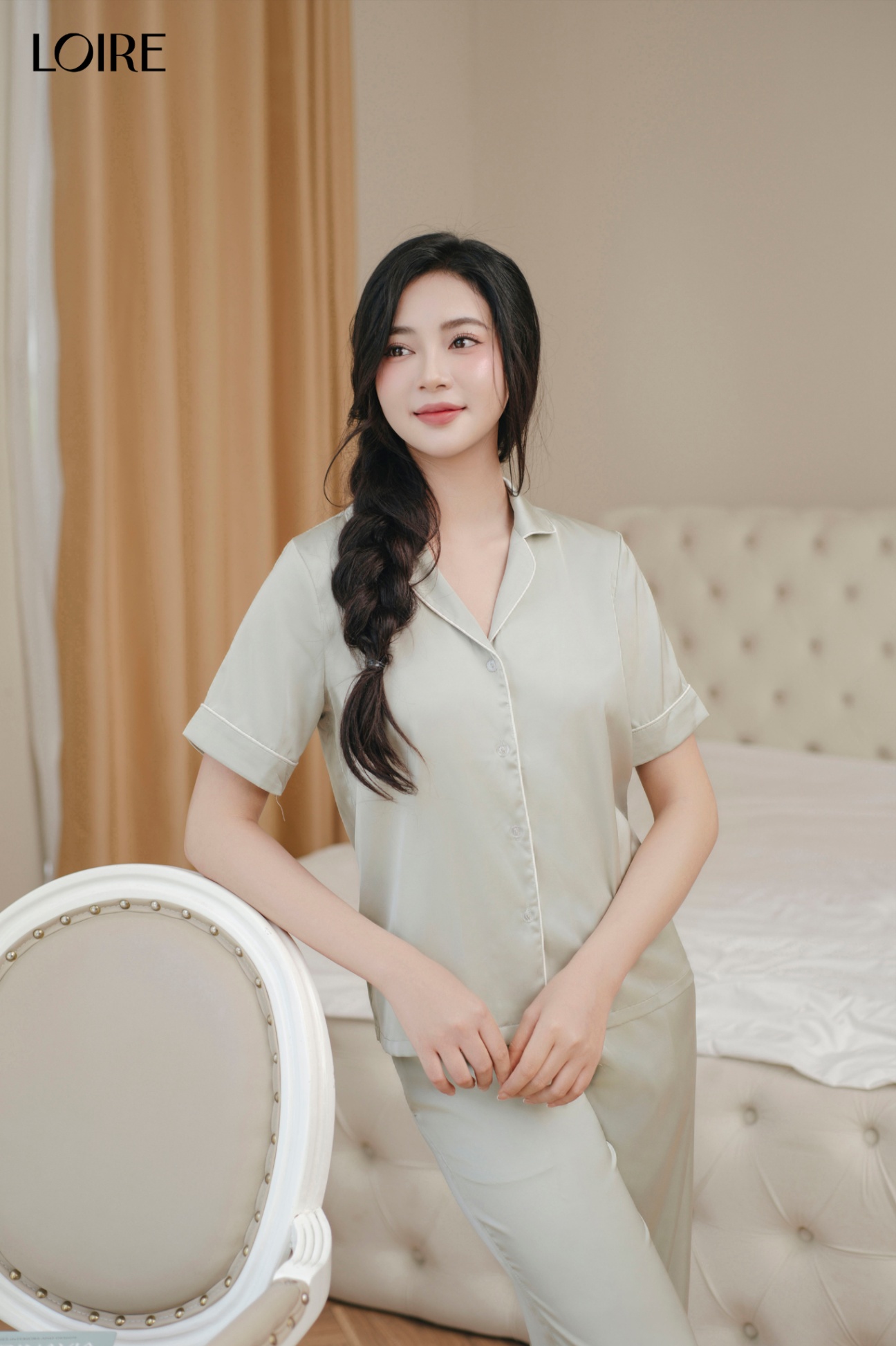 Bộ Pijama Lụa Tay Ngắn Basic FDMN250318