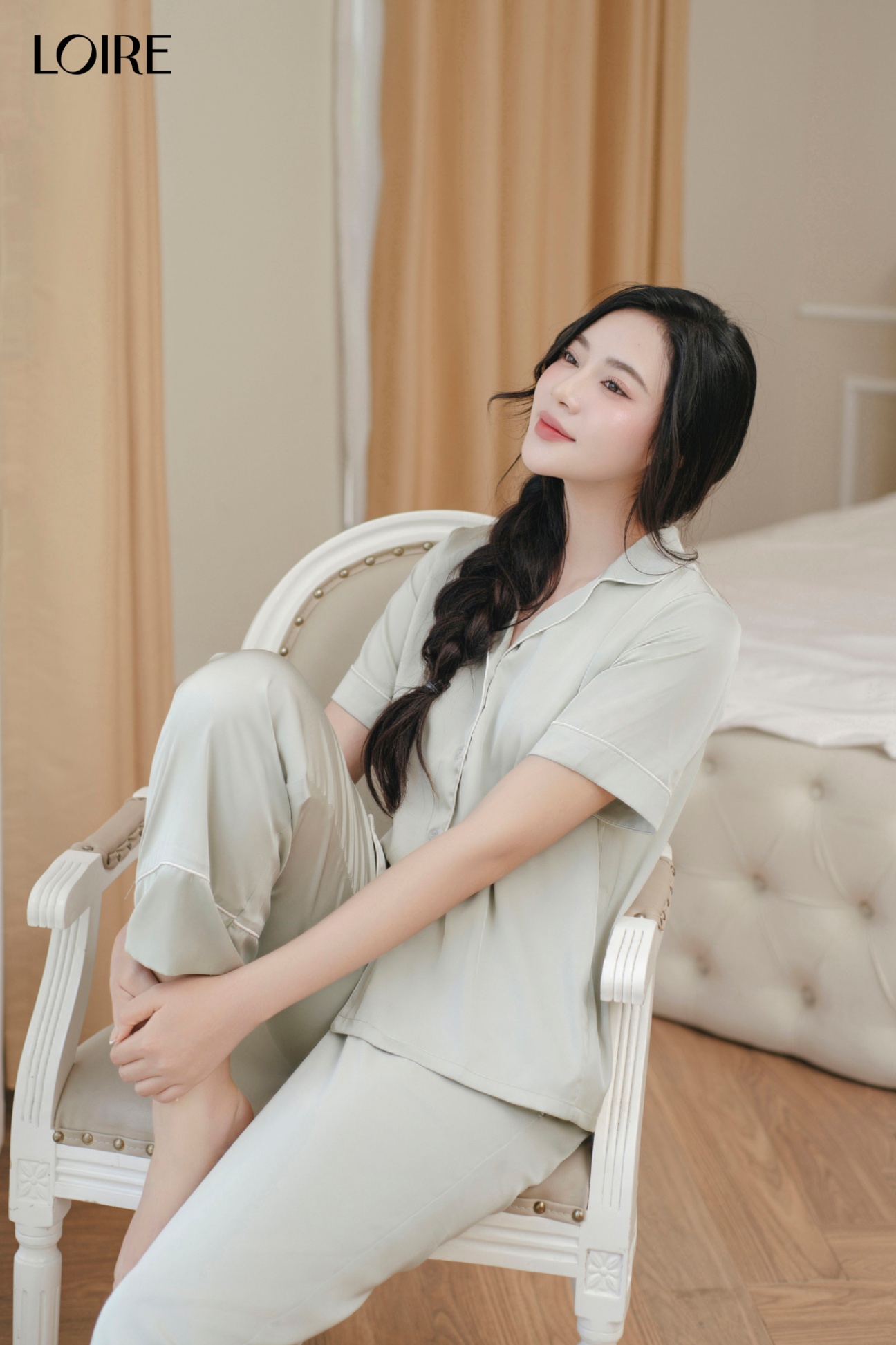 Bộ Pijama Lụa Tay Ngắn Basic FDMN250318