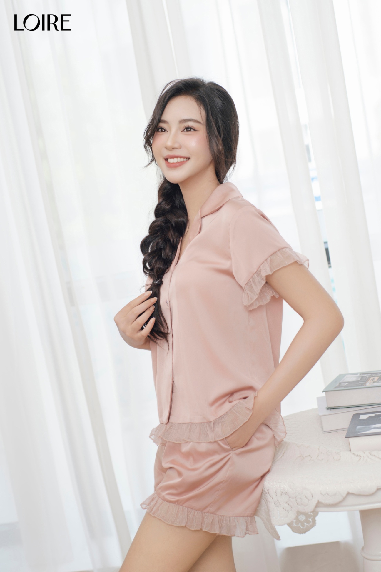 Bộ Pijama Lụa Pháp Phối Voan FDMN250311