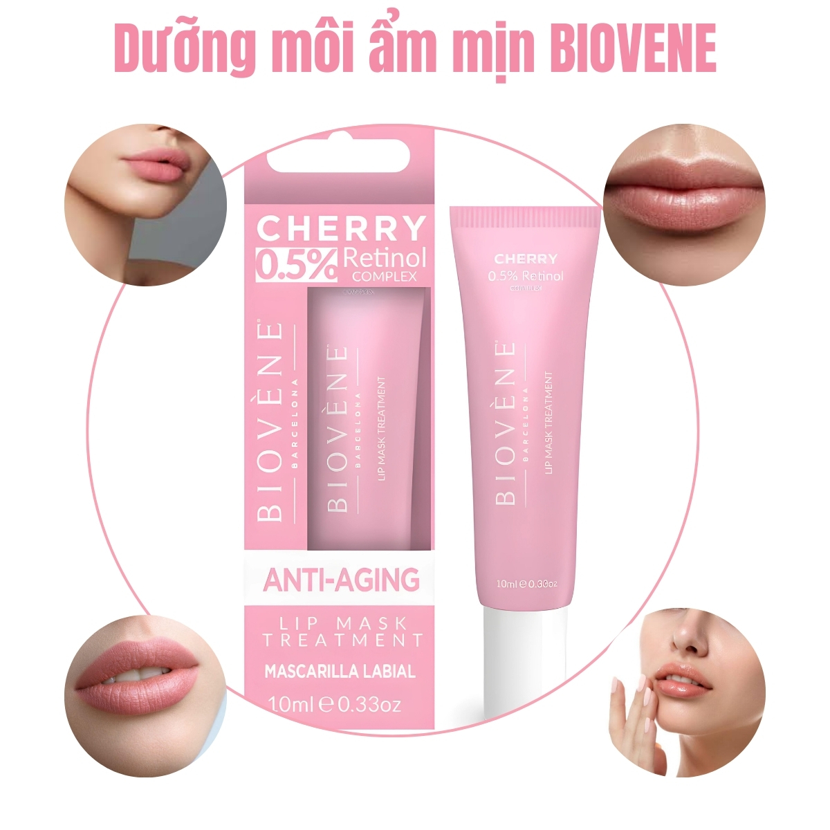 Dưỡng Môi BIOVENE 0,5% RETINOL Xóa Thâm Sạm Và Chống Lão Hóa Hương Cherry Xuất Xứ Tây Ban Nha - 1 cái