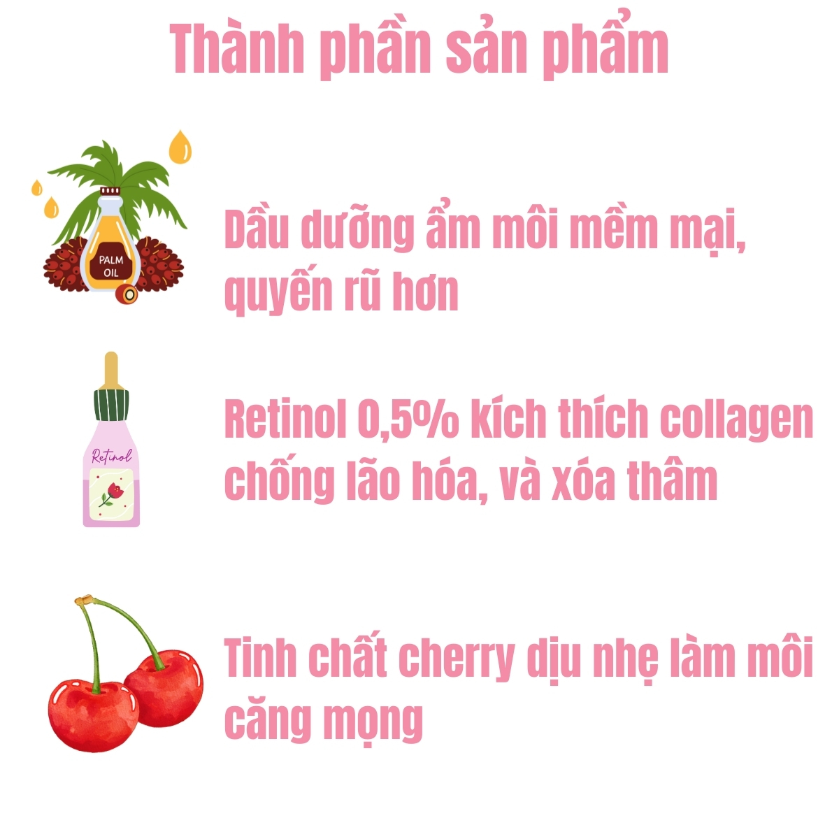 Dưỡng Môi BIOVENE 0,5% RETINOL Xóa Thâm Sạm Và Chống Lão Hóa Hương Cherry Xuất Xứ Tây Ban Nha - 1 cái