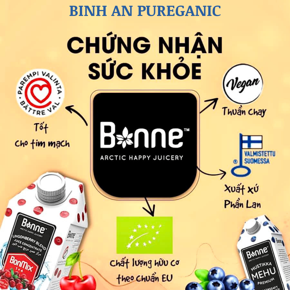 Nước Cốt Táo Xanh Cô Đặc Không Đường Bonne Từ Trái Cây Thật Tự Nhiên Nhập Khẩu Phần Lan Không Chất Bảo Quản Độc Hại - 500ml